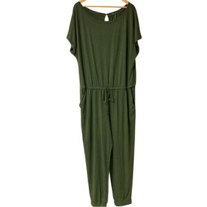 Pretty Garden 3XL Casual Green Jumpsuit with Tapered Legs and Elastic Waist NWT